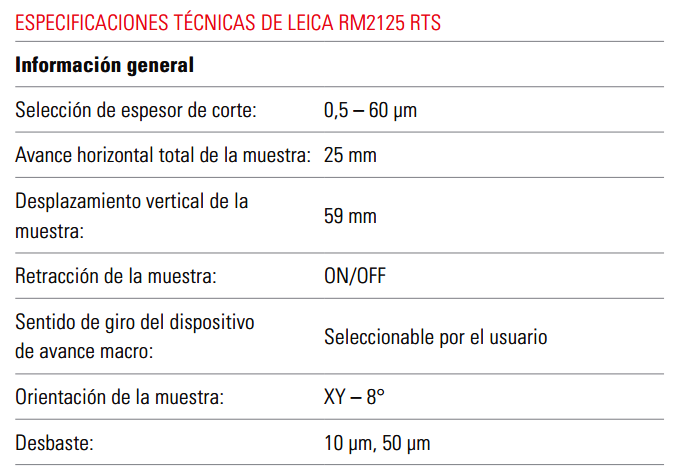  Especificaciones Tecnicas Microtomo RM2125 RTS 